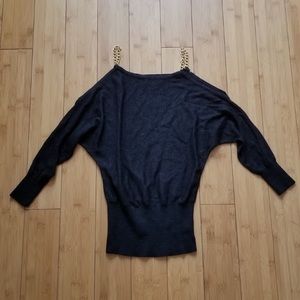 Express Black Top with Gold Chain Straps - Size XS